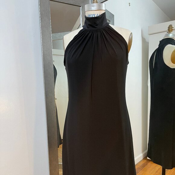 LAUREN RALPH LAUREN BLACK BUTTONED NECK A-LINE DRESS, Size 6. - Picture 1 of 9